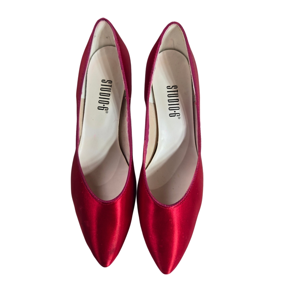 Vintage Studio 6 Dye Stunning Red Satin Heels - Size Medium